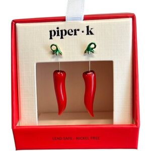 PIPER K Red Chili Pepper Drop Earrings